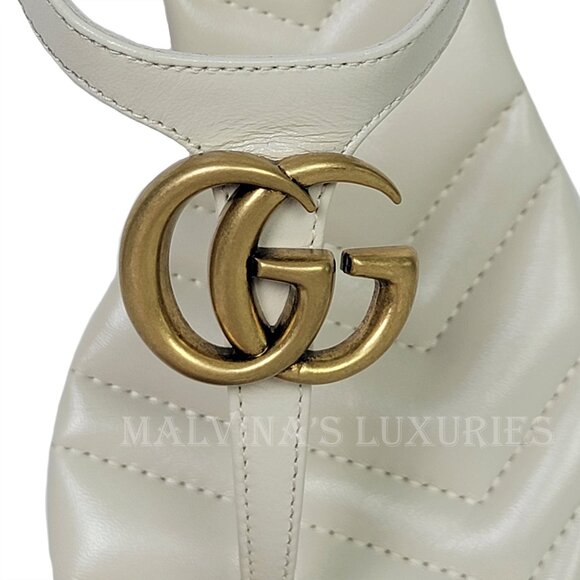 GUCCI SHOES WHITE LEATHER DOUBLE G LOGO THONG SANDALS sz 36.5 / 6.5 US - Picture 12 of 14